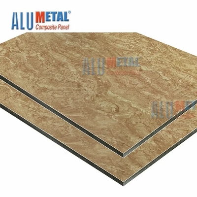 Brown-Marmor-Muster bedeckte zusammengesetzte Äußere Aluminiumwand der Platten-3D