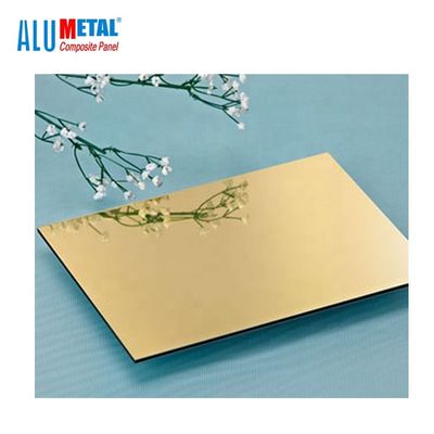 1220 x 2440mm goldenes zusammengesetztes Aluminiumblatt des Spiegel-B1 0,5-Millimeter-starker HDPE Kern